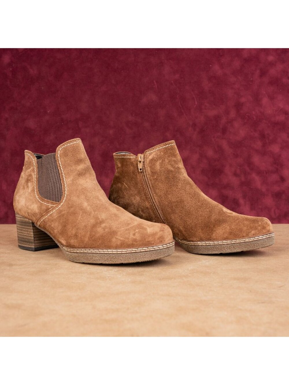 Gabor Women Lilia Brown Suede Slip-on Chelsea Western Boots size 6M